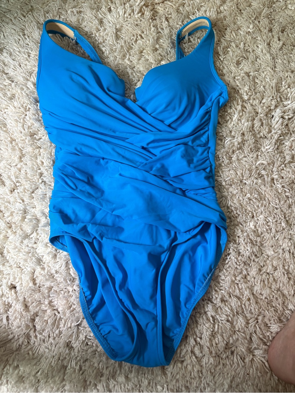 Miraclesuit Bright Blue/ and Purple Ruched one-Piece Swimsuit